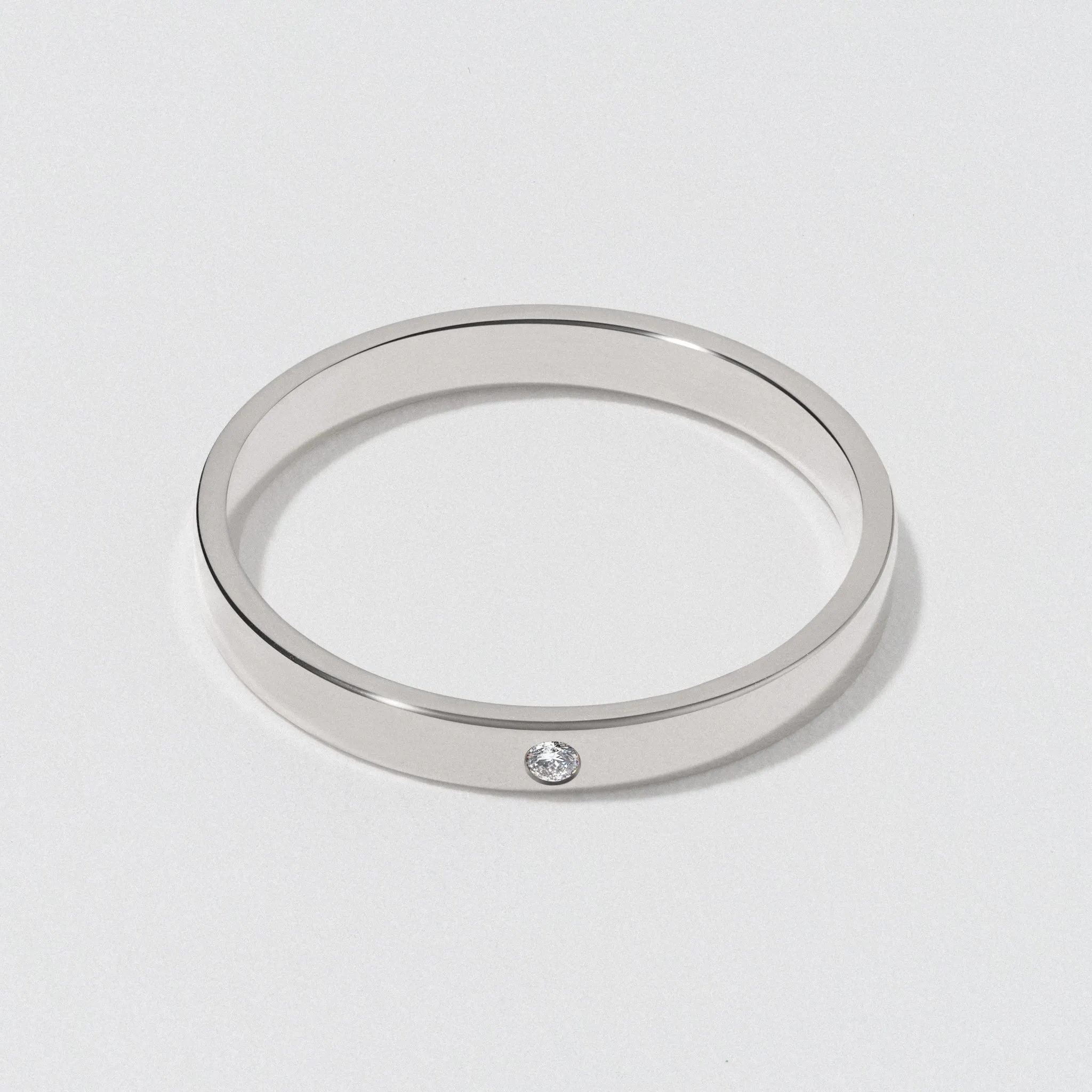 White Gold Flat Diamond Wedding Band - Polished 2.5mm