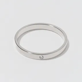 White Gold Flat Diamond Wedding Band - Polished 2.5mm