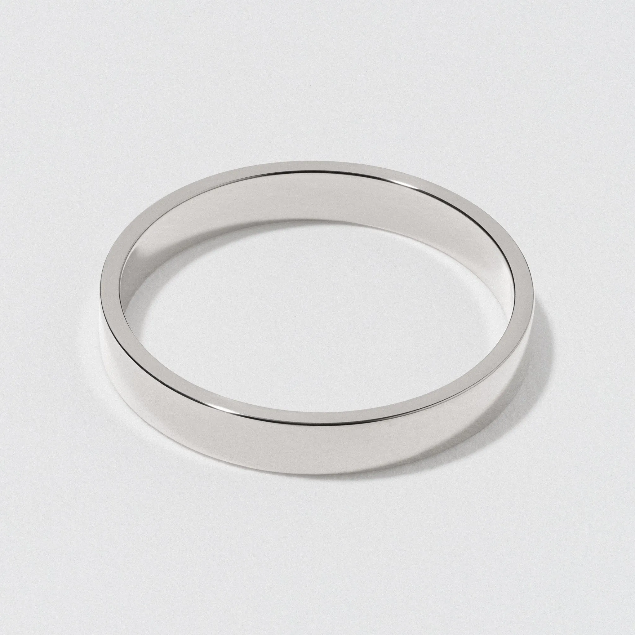 White Gold Flat Wedding Band - Polished 3mm