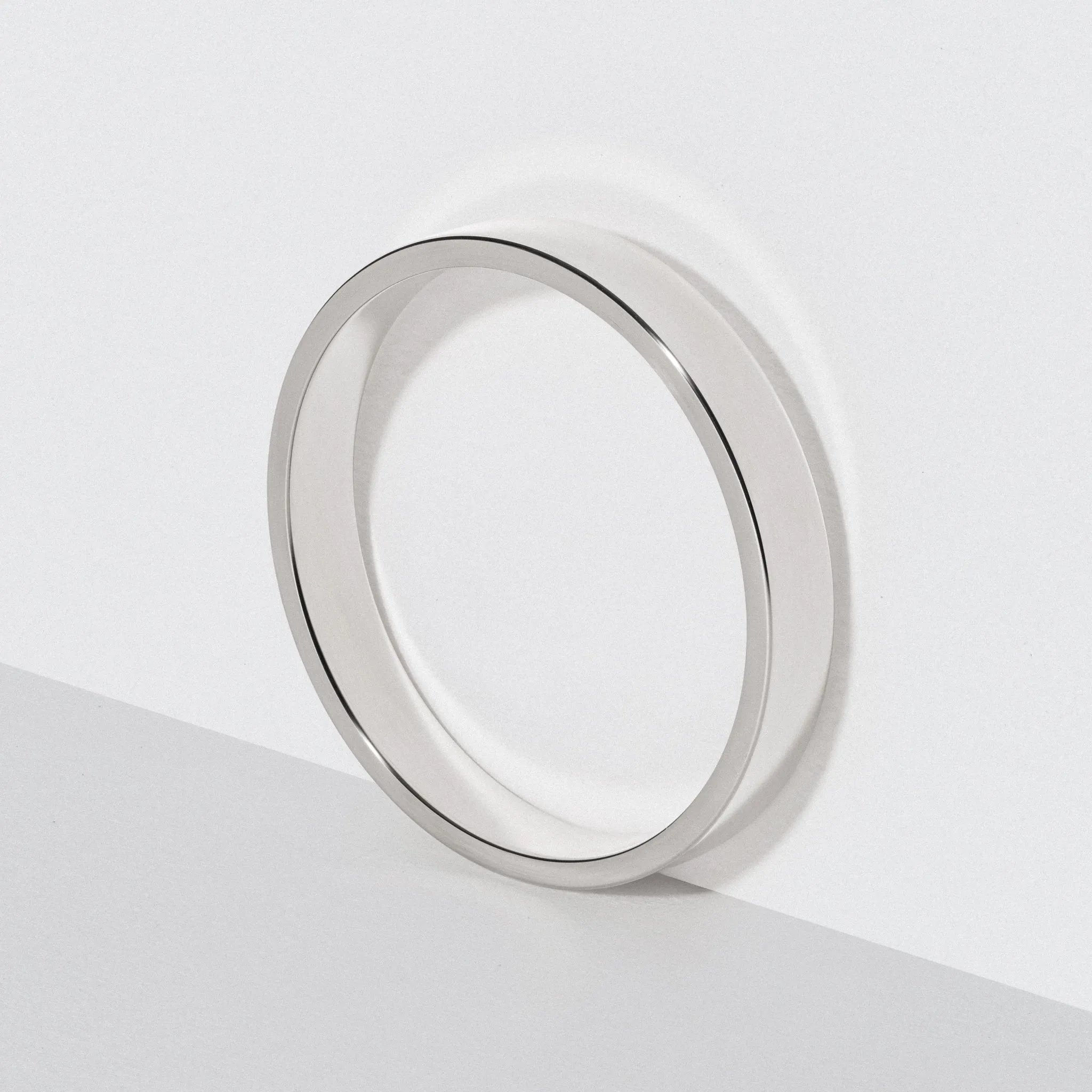 White Gold Flat Wedding Band - Polished 3mm