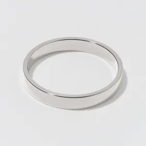 White Gold Flat Wedding Band - Polished 3mm