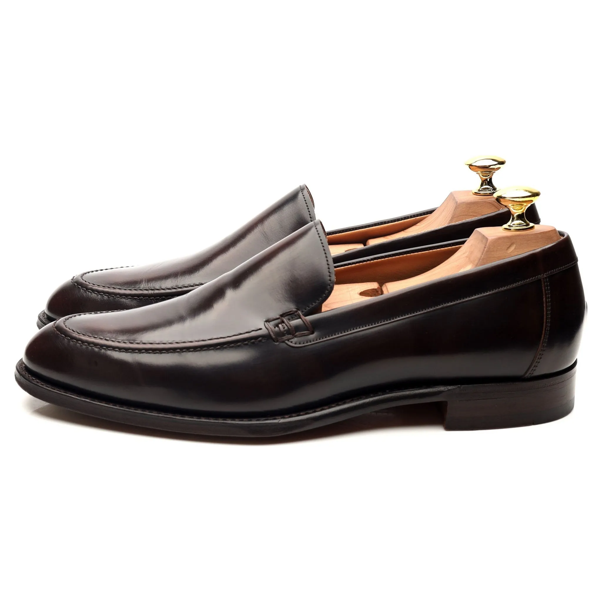 'Wilbur' Dark Brown Leather Loafers UK 8.5