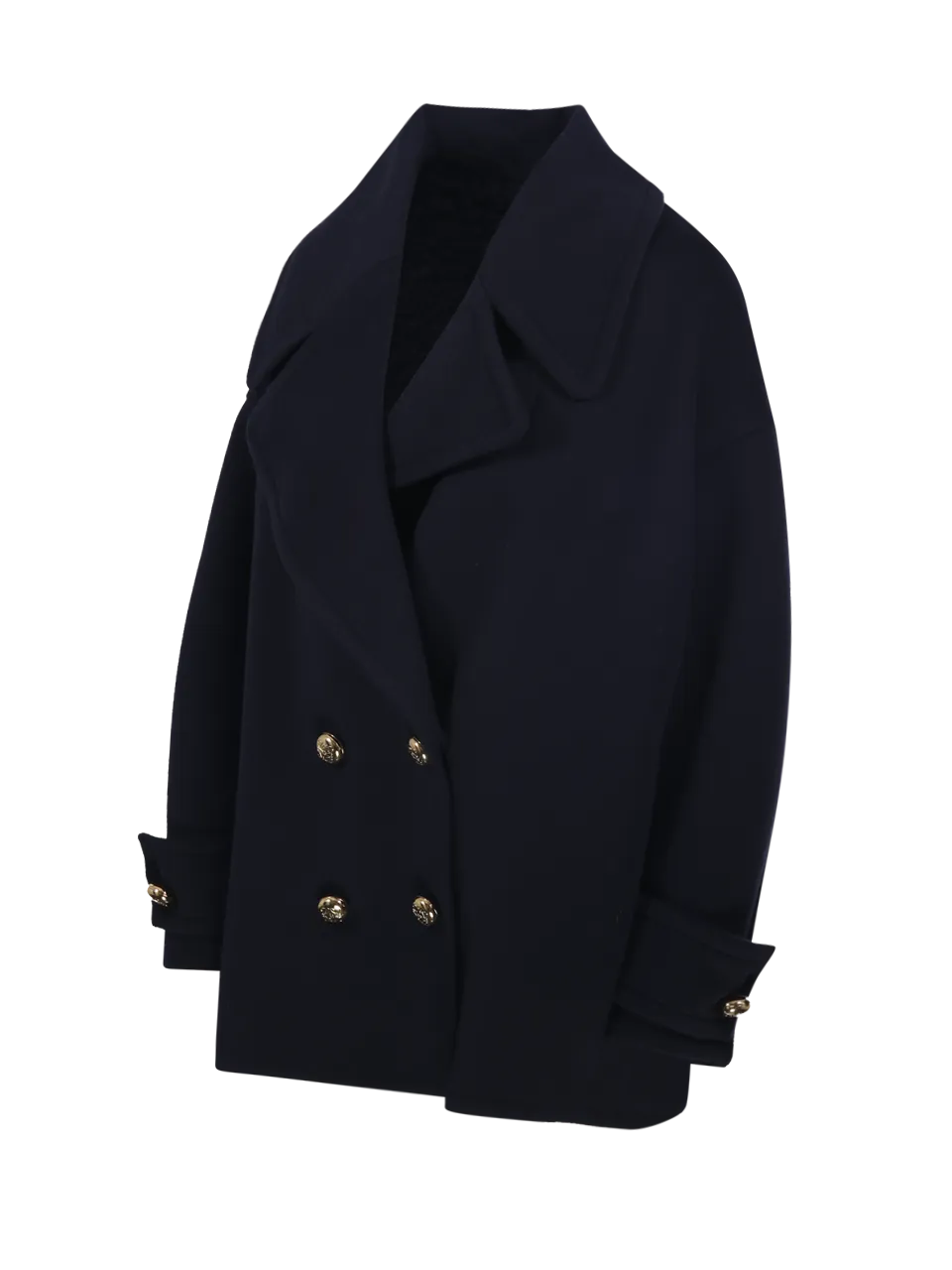 WOMAN LOEWE DARK BLUE WOOL PEBBLE PEACOAT