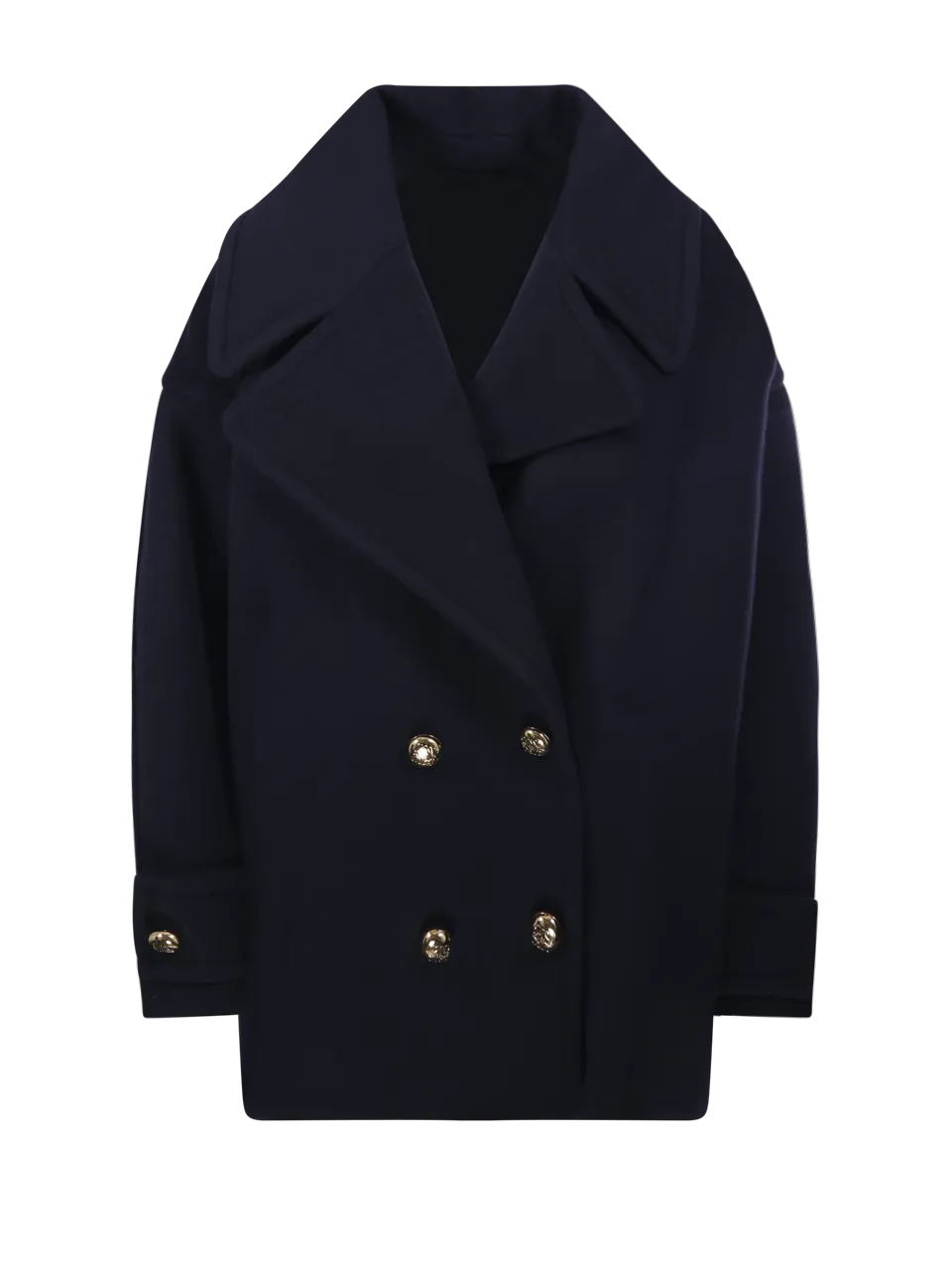 WOMAN LOEWE DARK BLUE WOOL PEBBLE PEACOAT