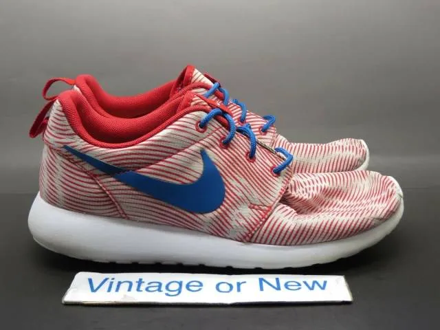 Women's nike id roshe run white red royal running shoes 704693-995  sz 7.5