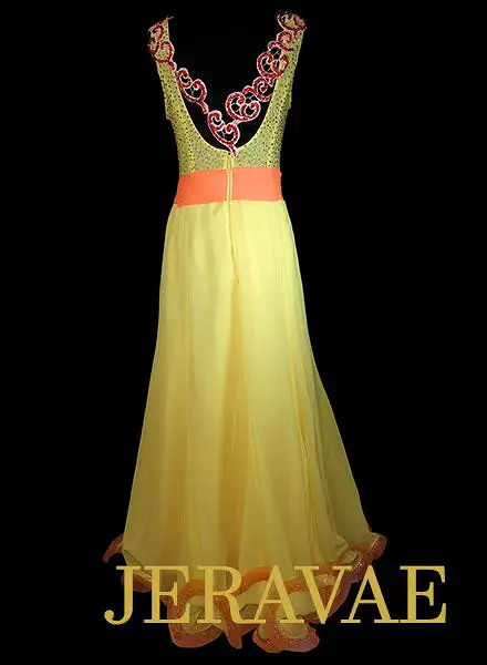 Yellow and Orange Smooth Dress with Lace and Swarovski Stones Size S/M SMO076