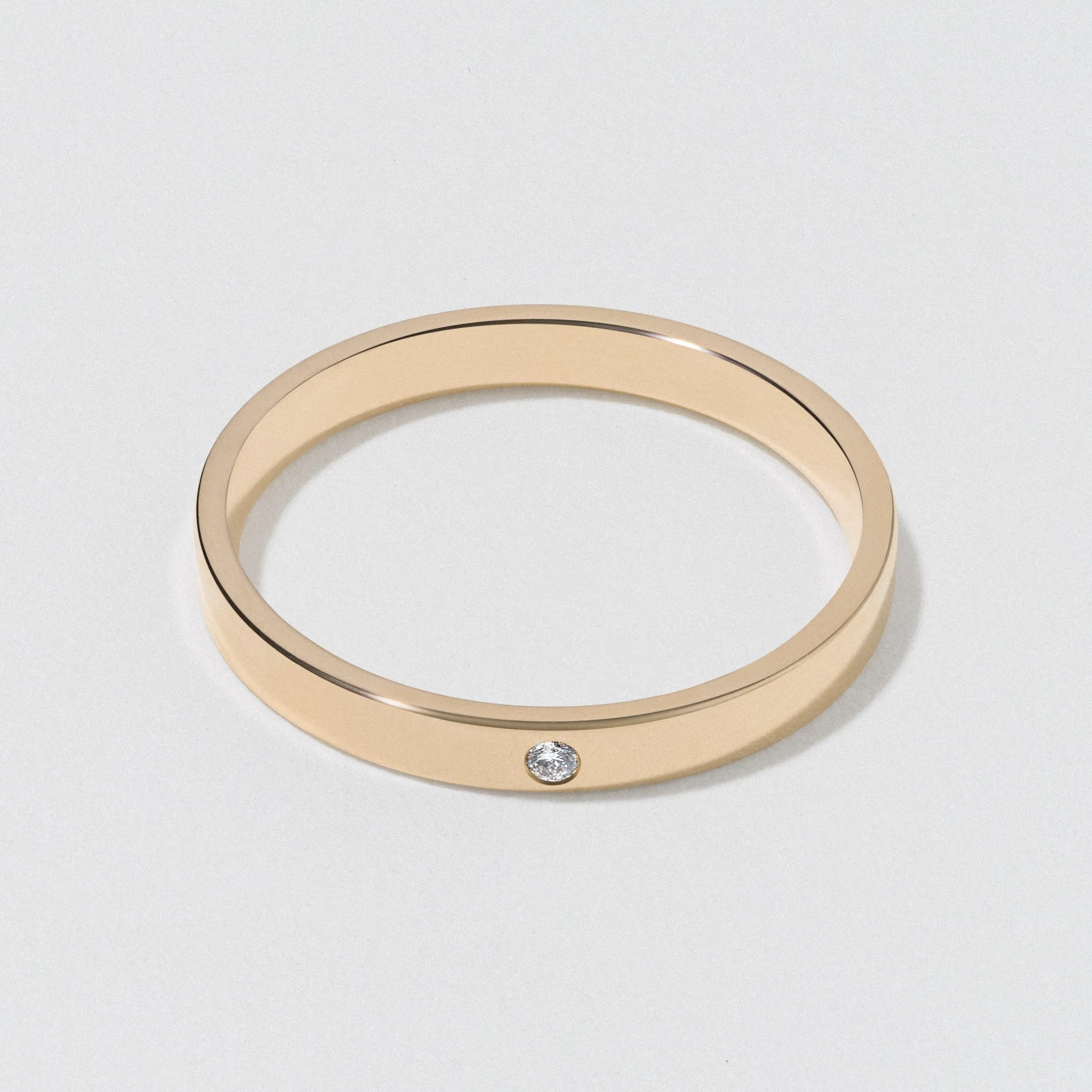 Yellow Gold Flat Diamond Wedding Band - Polished 2.5mm