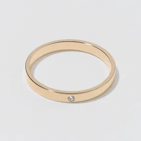 Yellow Gold Flat Diamond Wedding Band - Polished 2.5mm