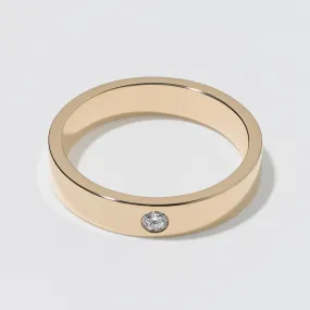 Yellow Gold Flat Diamond Wedding Band - Polished 4mm